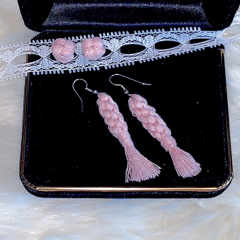 New »Soul Embellishments« Pretty in Pink 2pr Earring Set Handmade Hypoallergenic - Picture 2 of 16